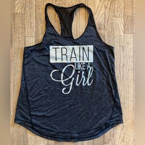 Black Graphic racer back Tank Top